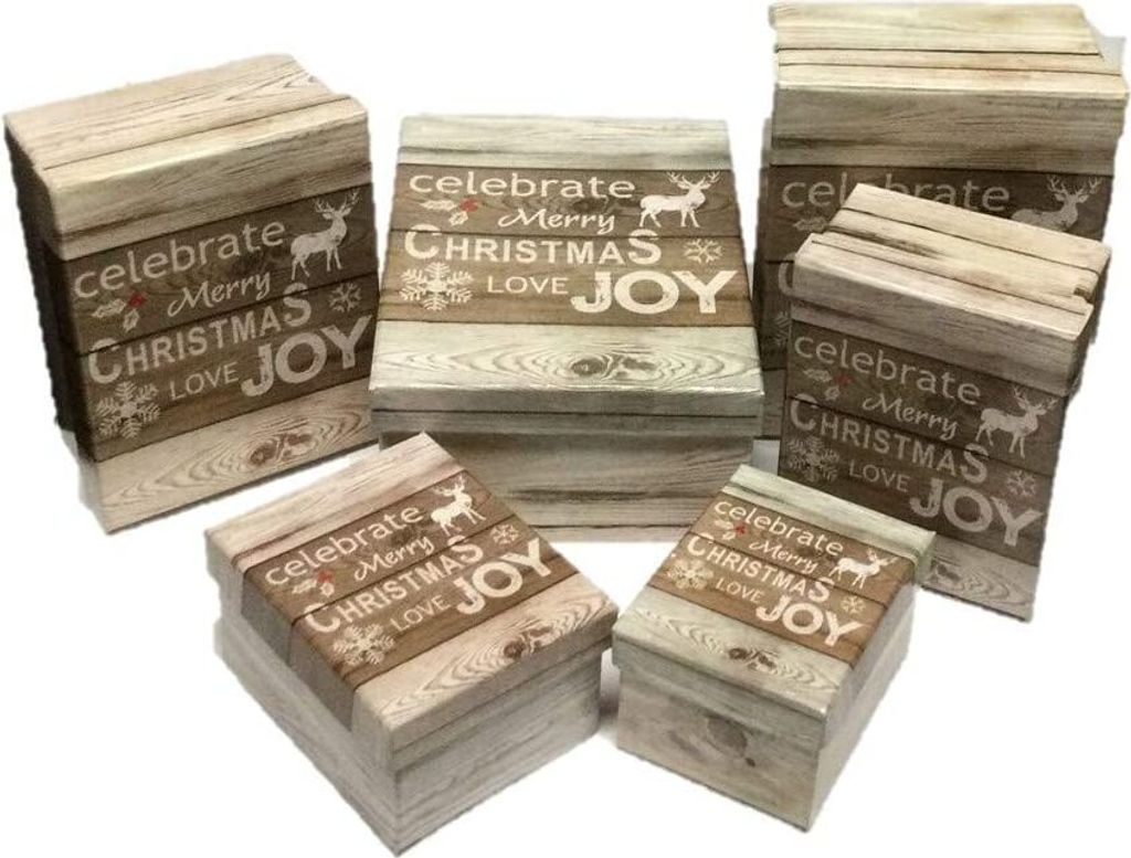 6x Geschenkboxen, ineinander stapelbare Papp-Schachteln zum verpacken von Geschenken und Lagern