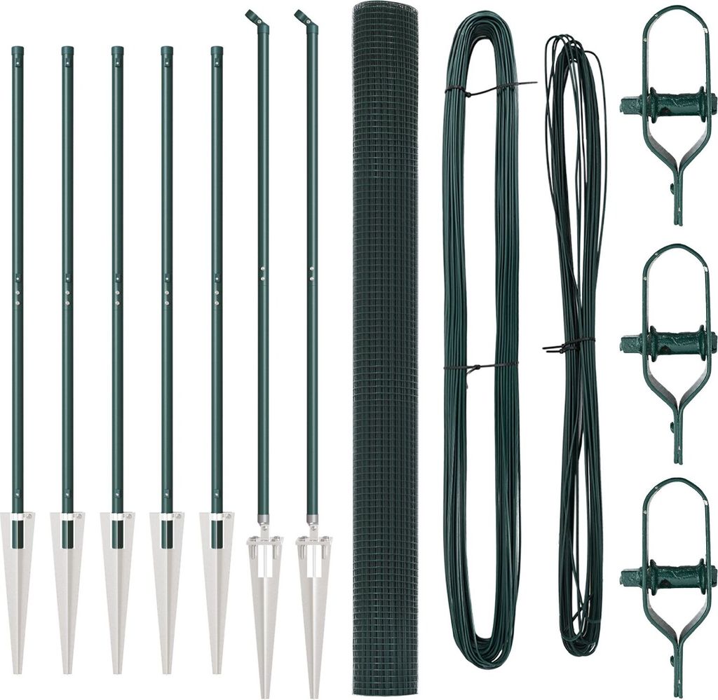 Grünes Zaunset Set von 2 Grün Kunststoffbeschichteter Draht, Drahtzäune DesignMöbel Neu