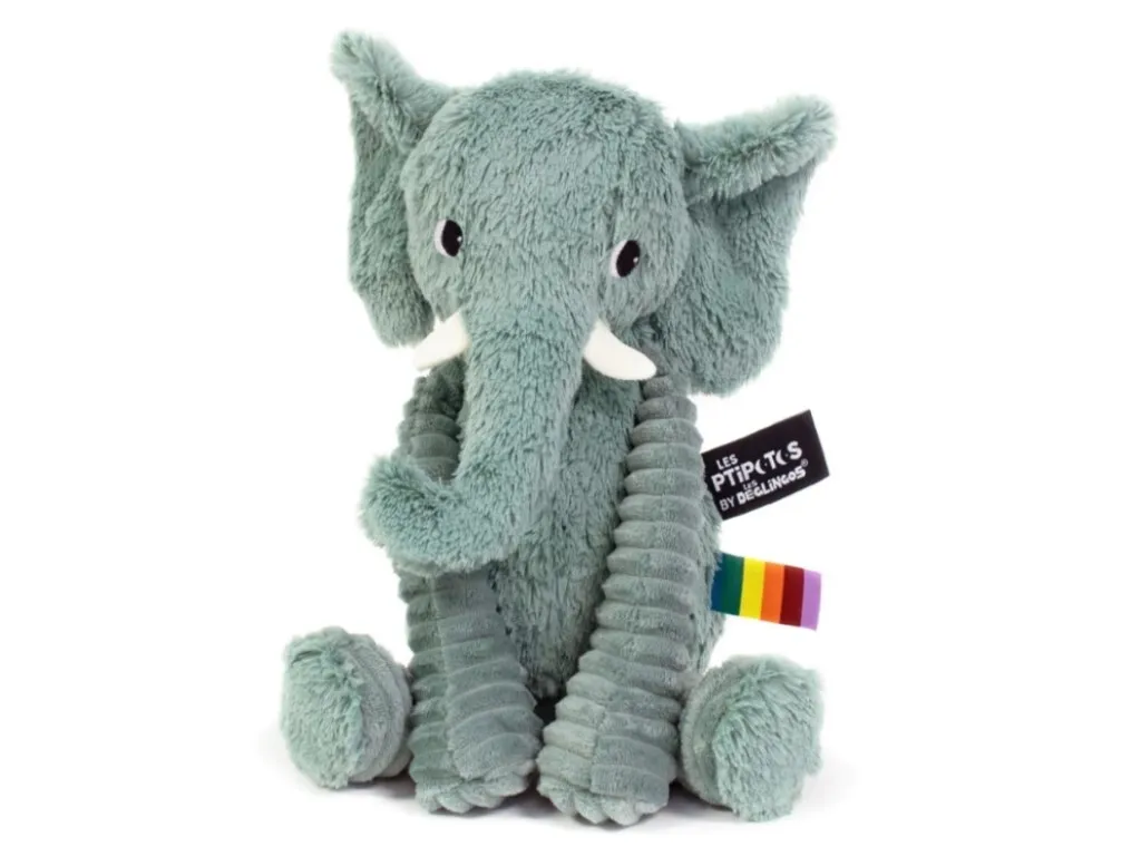 Cadeau de naissance éléphant en peluche vert pour chambre bébé