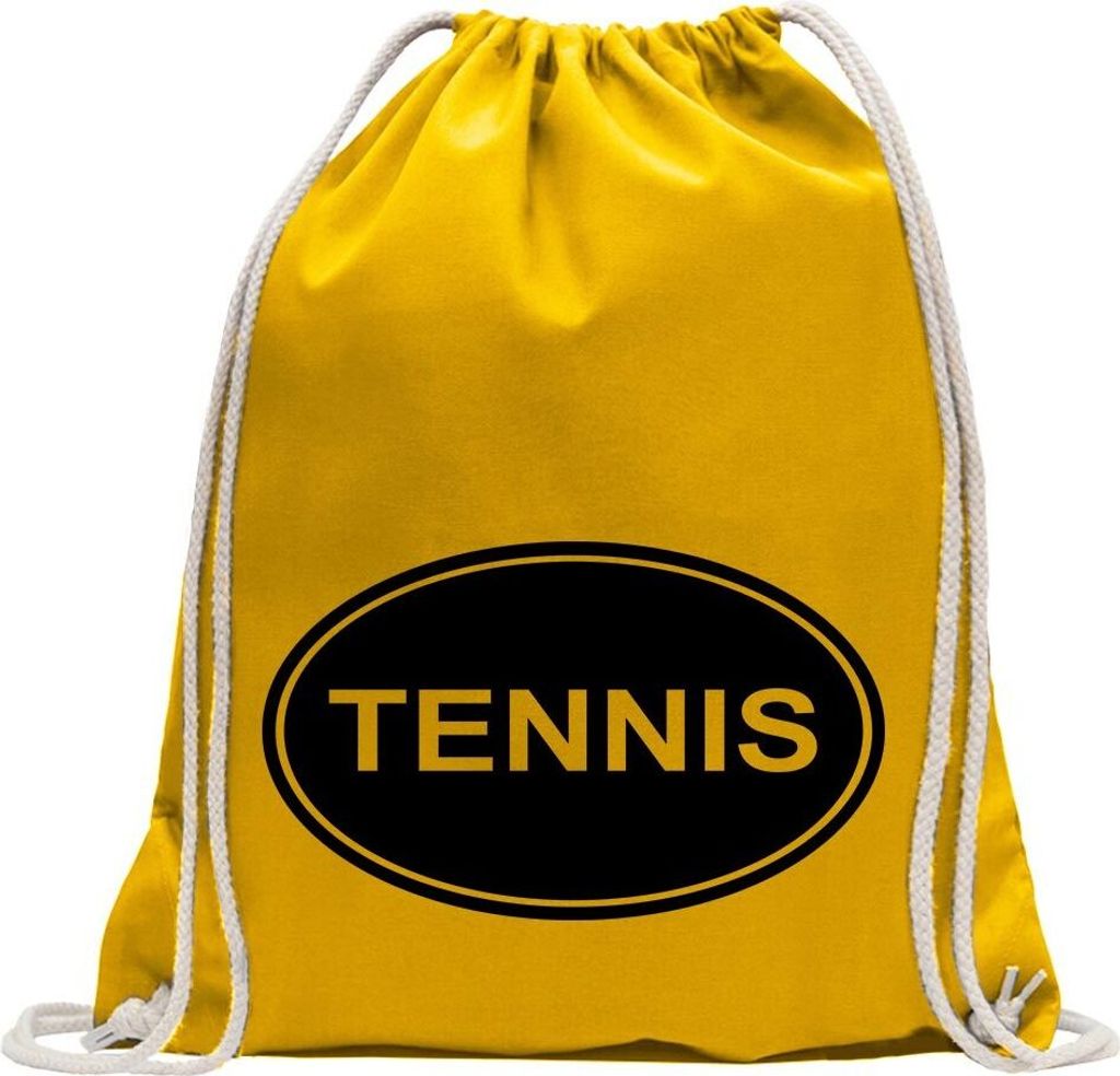 Kiwistar - Turnbeutel - gelb - Tennis - Fun Rucksack Sport Beutel Gymsack Baumwolle mit Ziehgurt