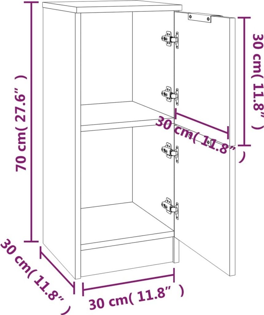vidaXL Kredens biały wysoki połysk 30x30x70 cm materiał Zdjęcie produktu 8