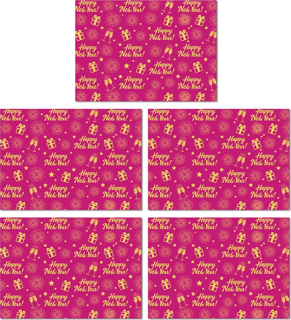 5 Stück Weihnachtsgeschenkpapier mit Goldfolienmotiven, Weihnachtsbaum- und Blumenstraußmotiven, zum Selbermachen von Geschenkverpackungen