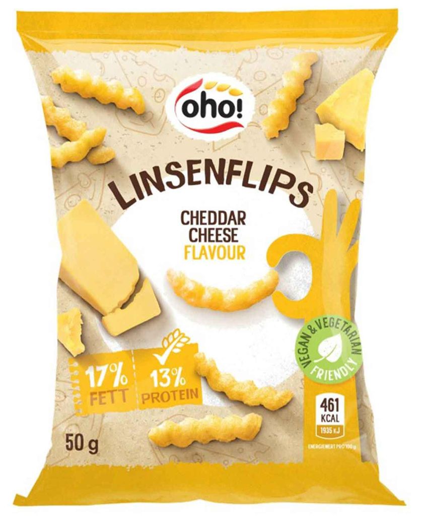 oho! Linsenflips Cheddar Cheese 50g Produktbild 