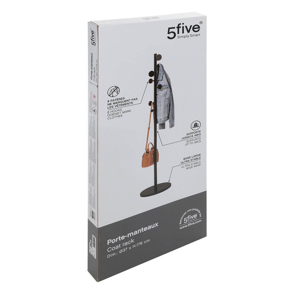 Garderobe 8 haken holz schwarz - 5 five simply smart Image du produit 