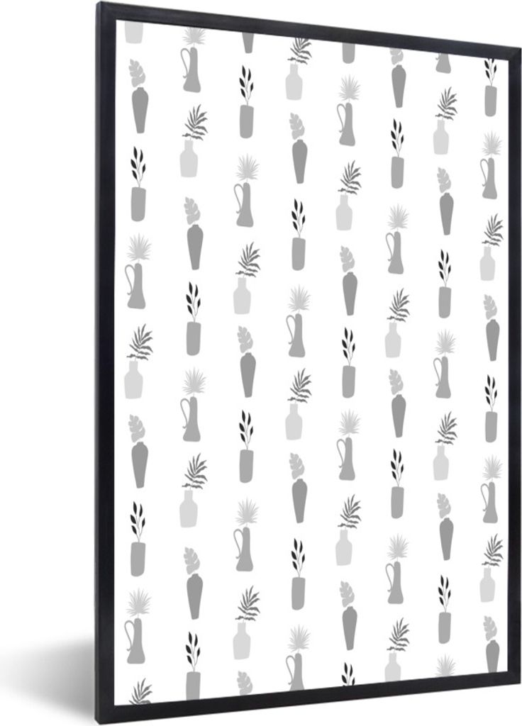 MuchoWow Gerahmtes Poster Hintergrund - Schwarz - Weiß 20x30 cm - Poster mit Schwarzem Bilderrahmen Wandposter Rahmen Foto Bilder - Drucken - Bi...