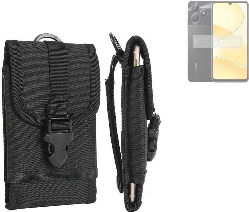 K-S-Trade Holster Handy Hülle kompatibel mit Realme C51s Holster Handytasche Gürtel Tasche Schutz Hülle Robust Outdoor schwarz