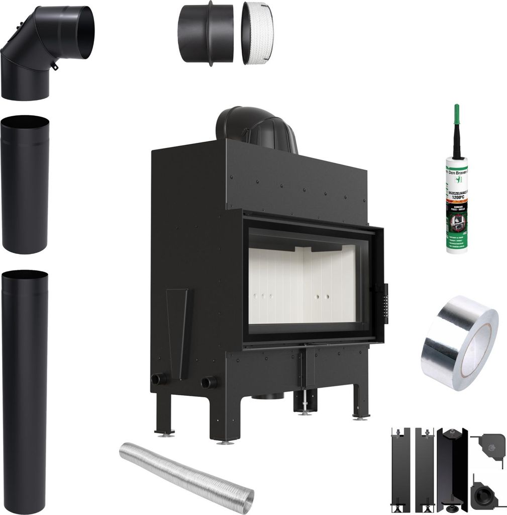 Kamineinsatz KRATKI FLOKI S 8 kW fi 160 Rohrset Produktbild 