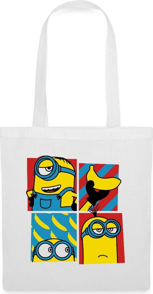 Spreadshirt Minions Stuart Bob Kevin Humor Despicable Me Stoffbeutel, One size, Weiß