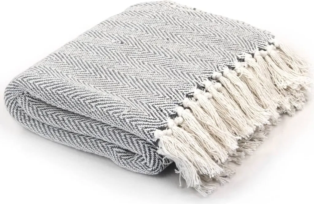Copridivano 220x250 Cotone Grigio Spina di Pesce | Decorazione Living