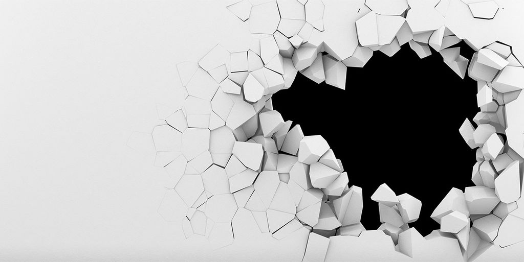 Tulup Glas-Bild - 100x50 -Wandkunst - Wandbild hinter gehärtetem Sicherheitsglas - Kunst: modern & klassisch - Loch in Wand - Weiß