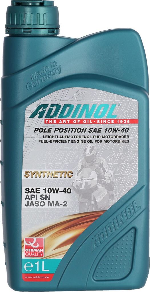 ADDINOL Pole Position, SAE 10W-40 Motorrad-Motorenöl 4-Takt - 1 Liter