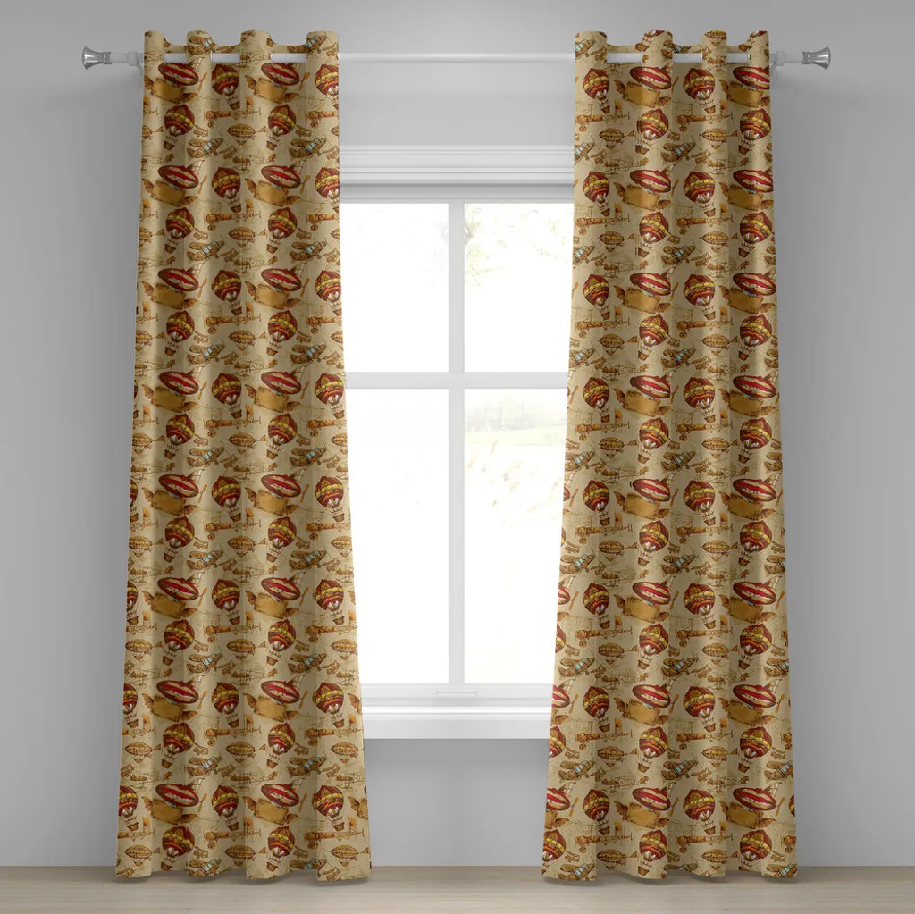 Coppia Tende con Occhielli ABAKUHAUS Disegnate a Mano 280x225