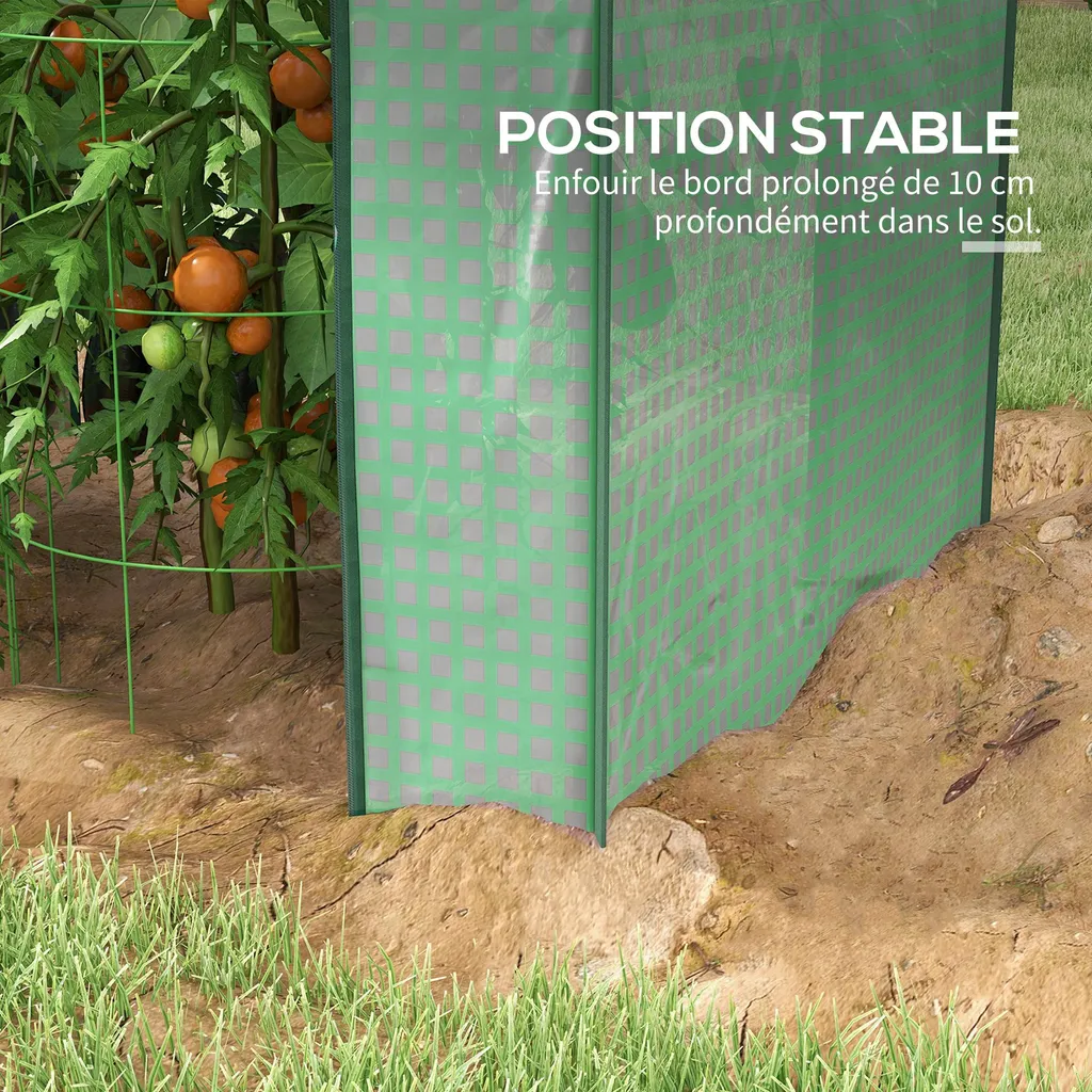 Serre à tomates verticale 150 cm de haut en acier et bâche PE renforcée - 9