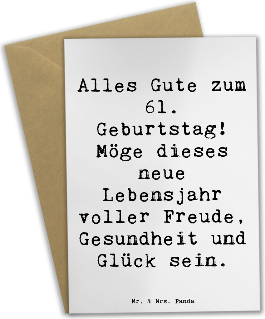 Mr. & Mrs. Panda Grußkarte Spruch 61. Geburtstag - Weiß - Geschenk, dankeskarten, liebevoll., Meilenstein, besondere Momente, Alter, einladungska...