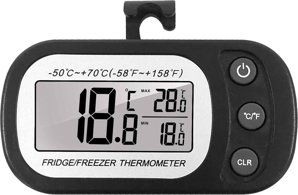 Digitales Kühlschrankthermometer mit großem LCD-Display, magnetischer Aufhängung, wasserdicht, für Kühlschrank und Gefrierschrank, elektronisc...