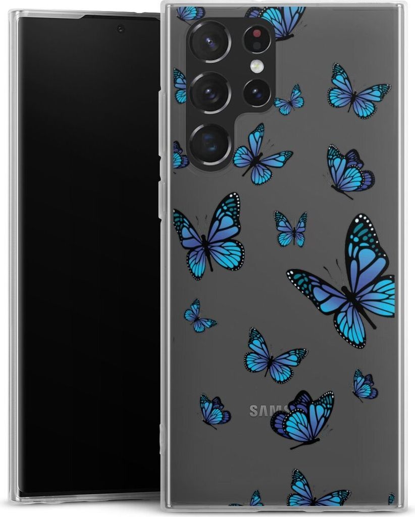 DeinDesign Slim Hülle für Samsung Galaxy S22 Ultra Silikon Case Ultra Dünn Handyhülle Muster Schmetterling transparent