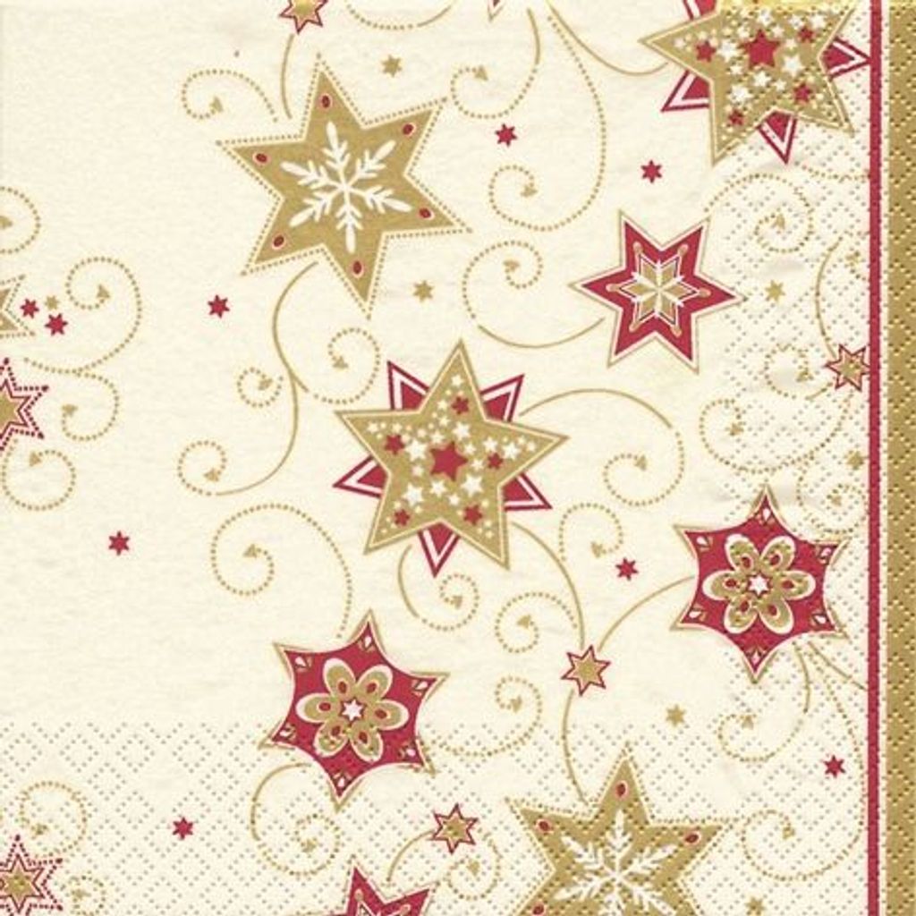 Servietten 33x33 cm - Stars & Swirls gold