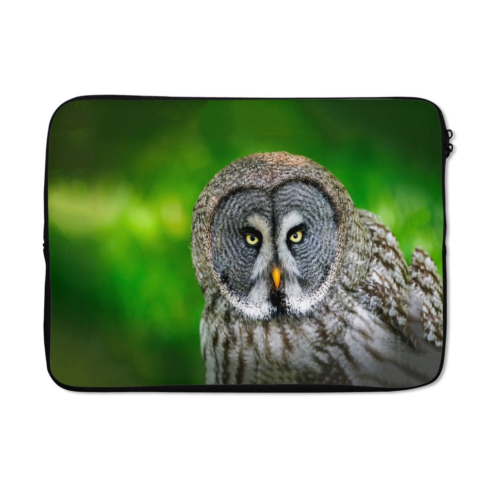 MuchoWow Laptop Hülle 14 ZollVogel - Eule - Tiere - Braun - Porträt Laptoptasche - Laptoptasche - Stoßsicher - Schutzhaube