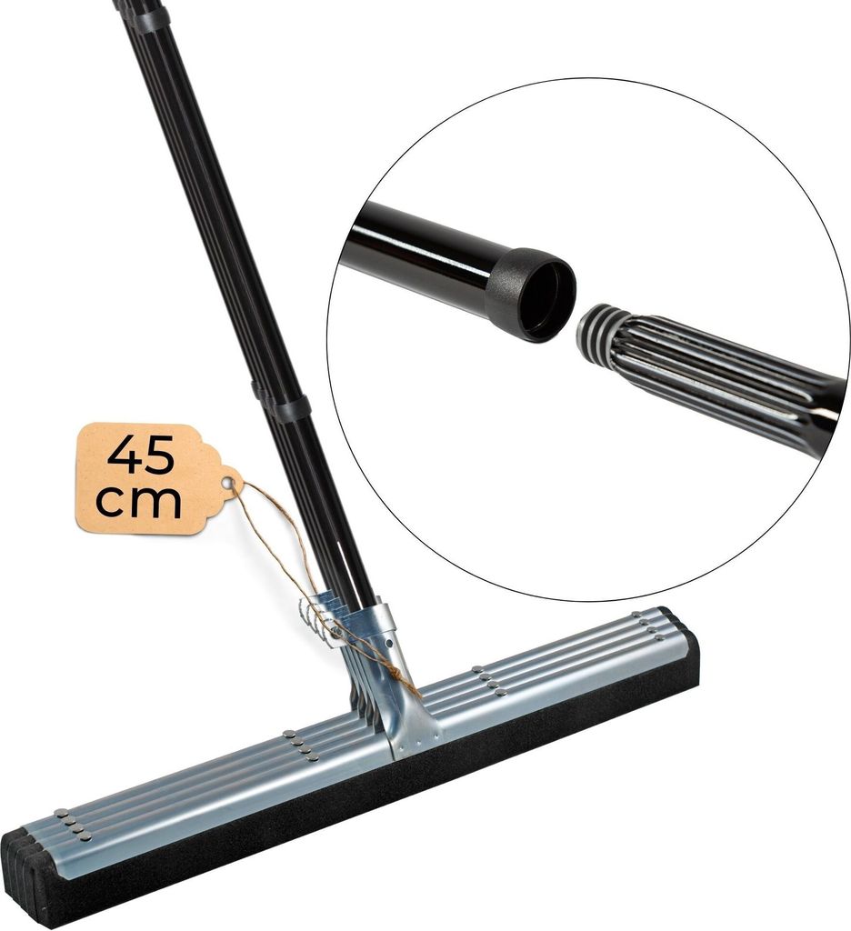 Novaliv 4x Duschabzieher langer Stiel 137 cm Bodenabzieher Dusche 45 cm Terasse groß Fensterreiniger Wasserschieber Metall Boden Pool Badabzieher ...