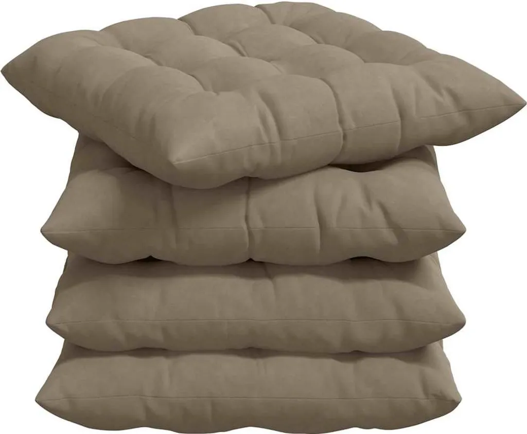 vidaXL Coussin de siège 4 pièces Taupe 40x40x6 cm en microfibre douce