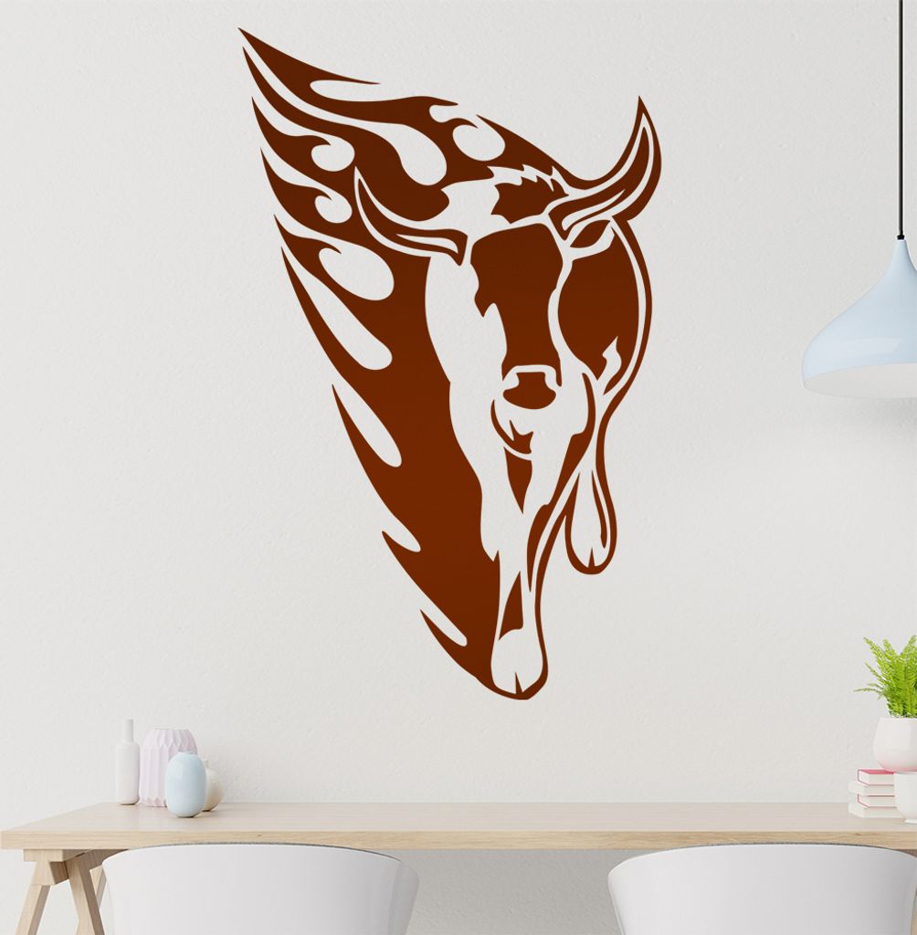 Tribal Ochse Wandtattoo in 6 Größen - Wandaufkleber Wall Sticker - Dekoration, Küche, Wohnzimmer, Schlafzimmer, Badezimmer