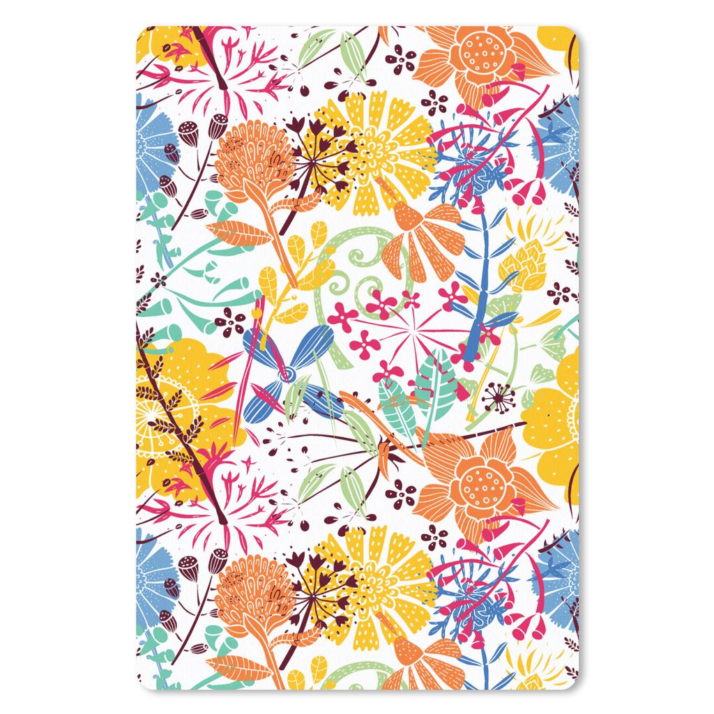 MuchoWow Mauspad Mousepad Blumen - Pflanzen - Regenbogen - Muster 40x60 cm - Mousepads - Maus Mat - Pad - Mausunterlage - Schreibtisch Accesoire