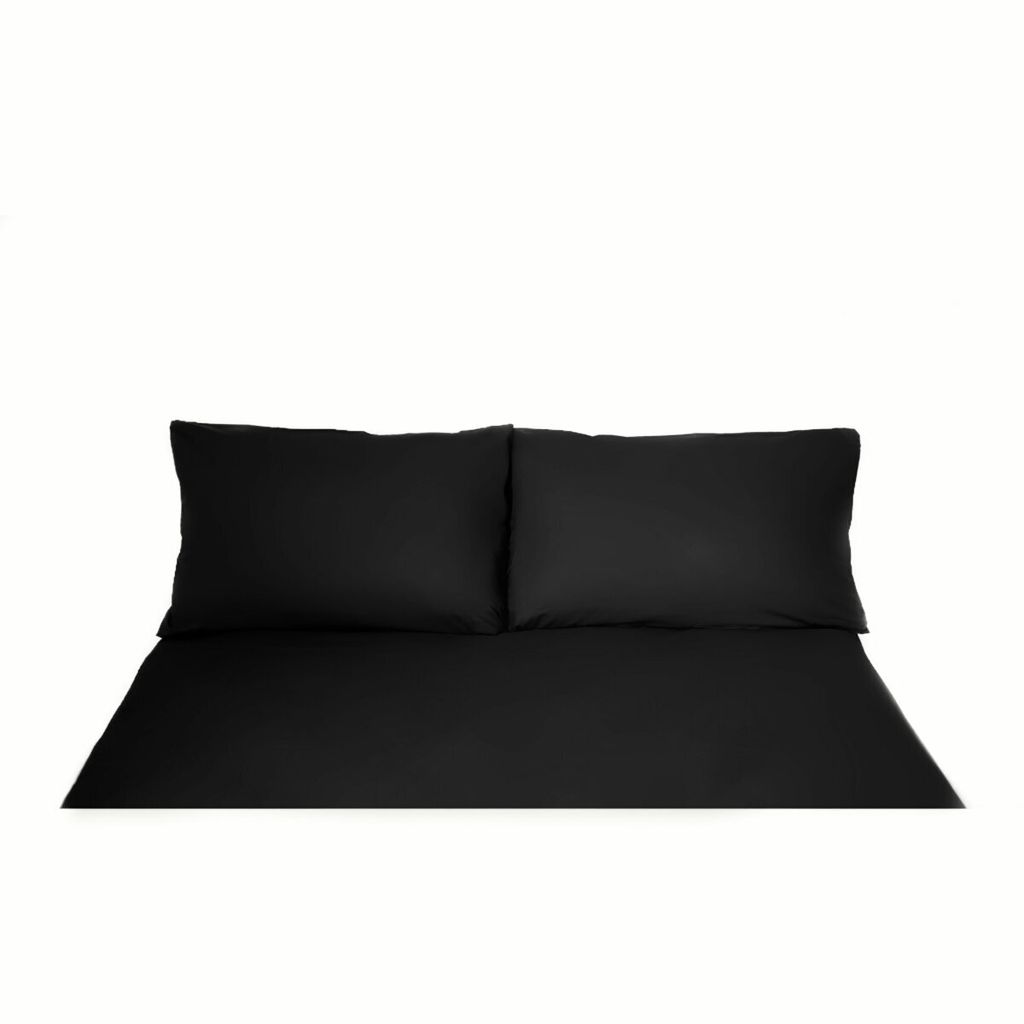 Einfarbige Bettwäschen-Sets für Einzel- und Doppelbetten, 100% Baumwolle Schwarz 200x200 cm