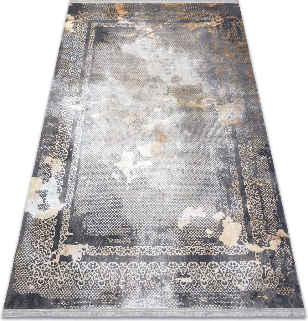 Modern LUCE 77 Teppich Rahmen vintage - Strukturell grau / Senf Grau 154x220 cm