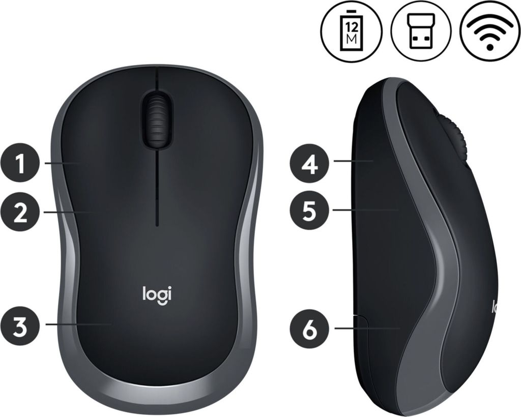 Mysz optyczna Logitech M185 bezprzewodowa ciemnoszara Zdjęcie produktu 10