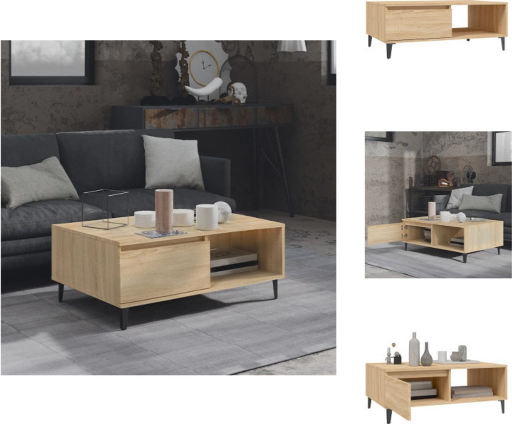 vidaXL Couchtisch Sonoma-Eiche 90x60x35 cm Holzwerkstoff - Couchtische