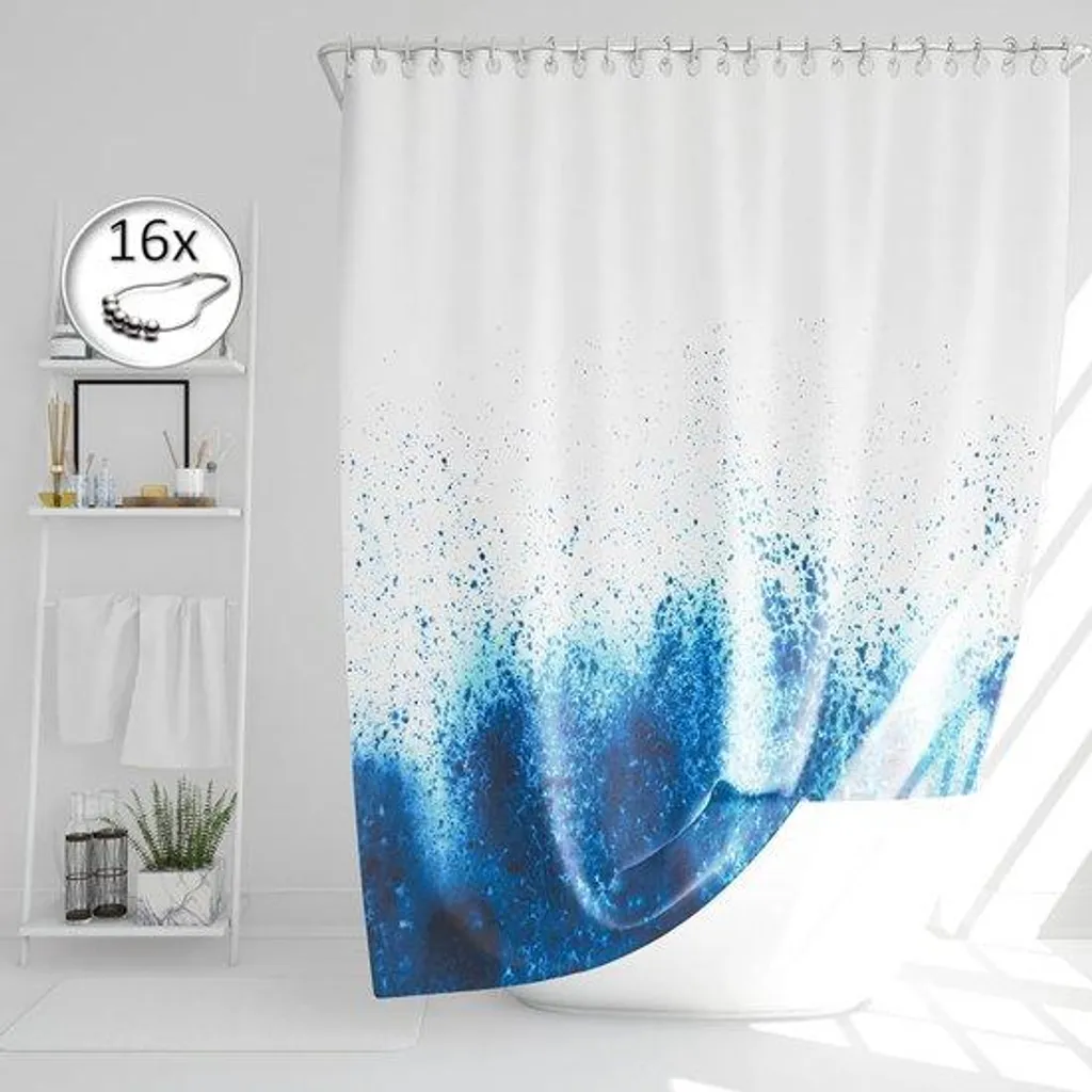 Rideau de douche bleu foncé 240x200 cm en polyester anti-rouille