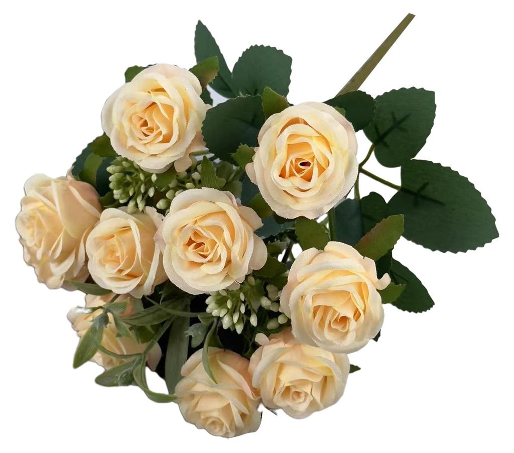 Künstlicher Rosenstrauß mit mehreren Köpfen und Stiel für DIY-Brautsträuße, Tischdekorationen für Hochzeiten und Heimdekorationen