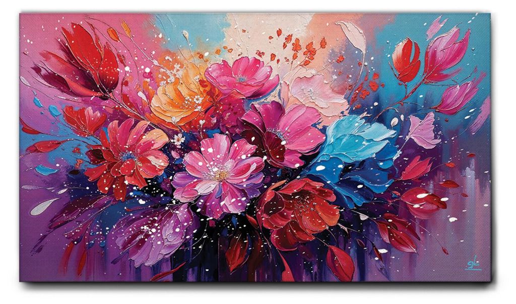Giallobus - 22 - Blumenexplosion - Giallobus - 140L x 80B cm - Bild - Leinwand mit Standardrahmen