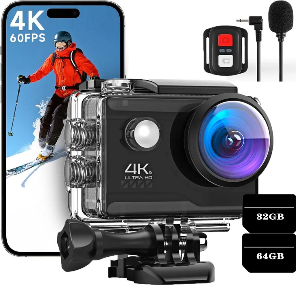 Caméra d'action 4K WiFi tactile avec télécommande et stabilisateur EIS