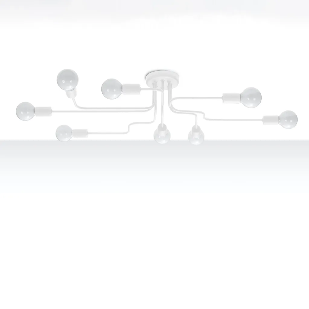 Lustre en acier blanc VECTOR 8 avec 8 douilles E27 Sollux Lighting - 2