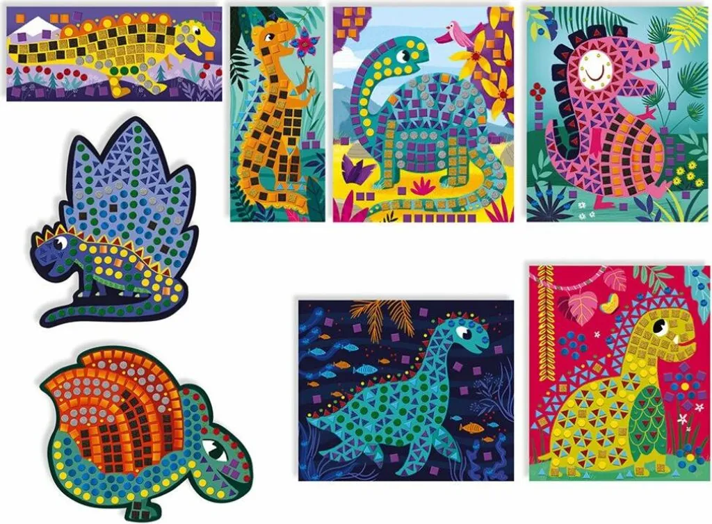 Mosaïques Dinosaure Maxi Janod : Jeu Calme sans Colle pour les Petits