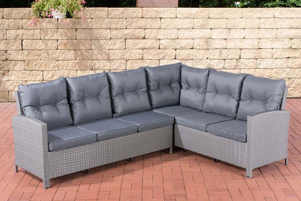 CLP Polyrattan L Garnitur Minari ohne Tisch grau Produktbild 
