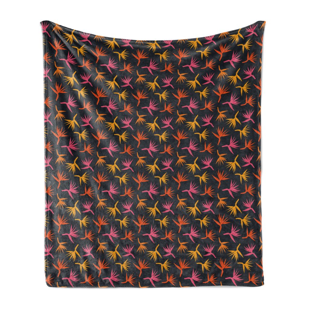 ABAKUHAUS Tropisch Weich Flanell Fleece Decke, Paradiesvögel Blume, Gemütlicher Plüsch für den Innen- und Außenbereich, 125 x 175 cm, Dunkles ...