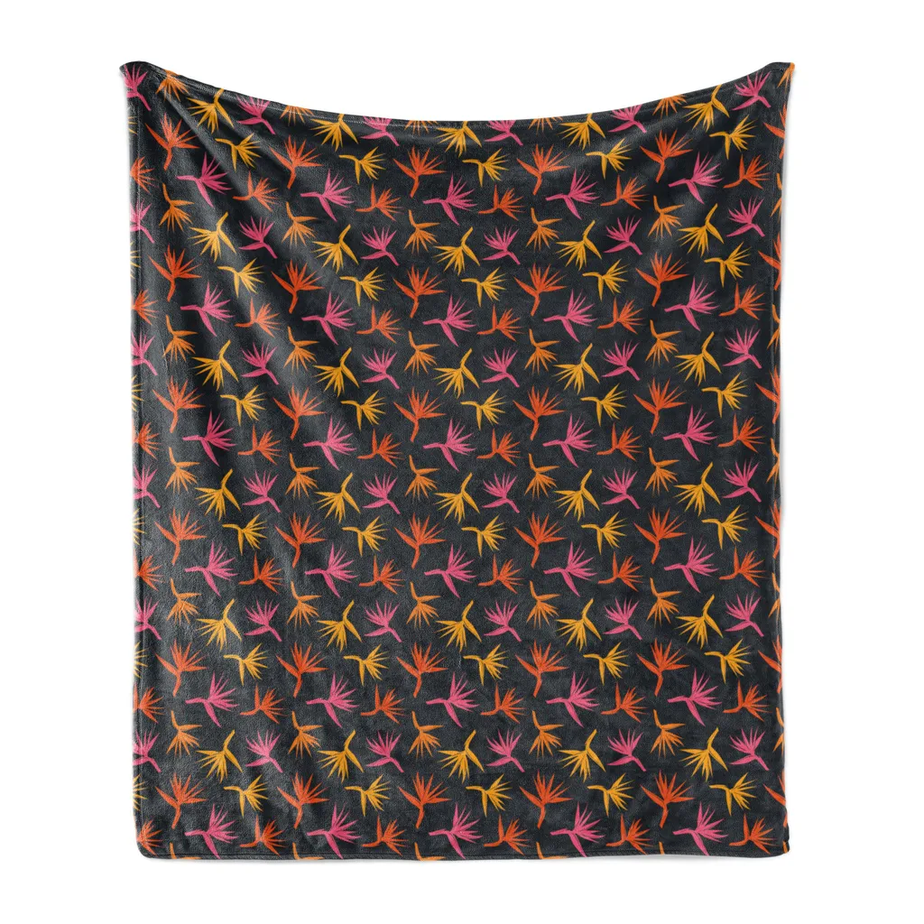 Coperta ABAKUHAUS Tropicale in Pile Flanella 125x175cm Blu e Arancione