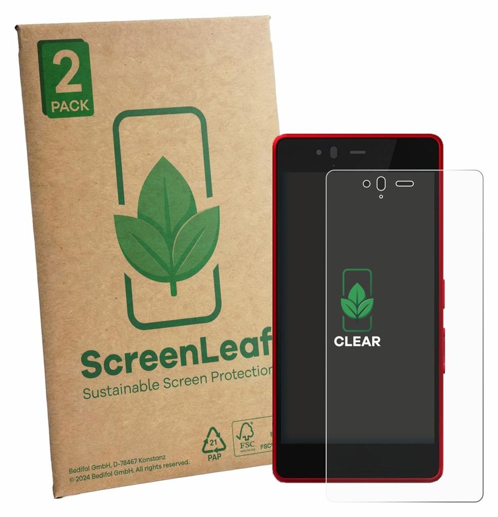 2x ScreenLeaf Schutzfolie für Fujitsu Arrows M04 nachhaltiger Displayschutz Display Schutz Folie Klar Transparent
