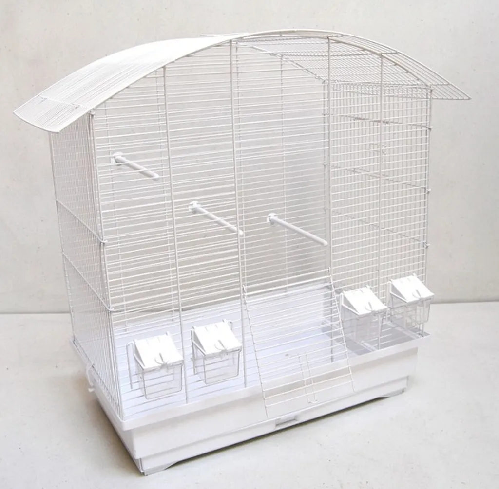 Cage oiseaux Ula anti-projection blanche pour un intérieur propre et net