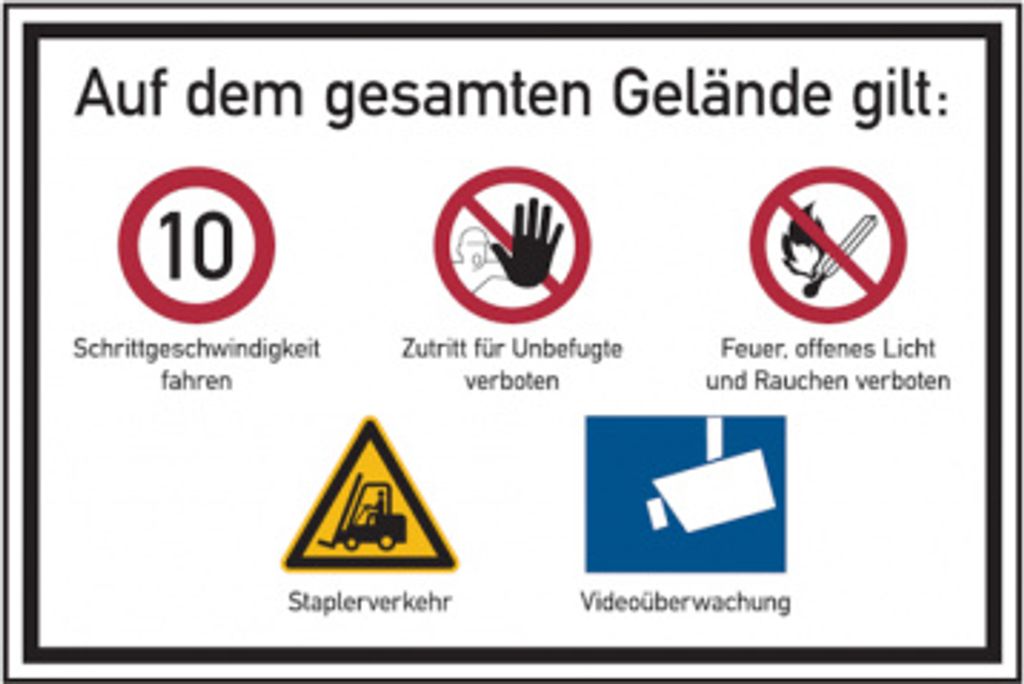 Dreifke Hinweisschild, Betriebsgelände Schrittgeschwindigkeit, Aluverbund, 6...