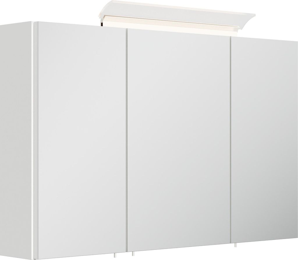 Spiegelschrank 100cm inkl. Design LED-Lampe und Glasböden weiss hochglanz : Weiss hochglanz Varianten: Weiss hochglanz
