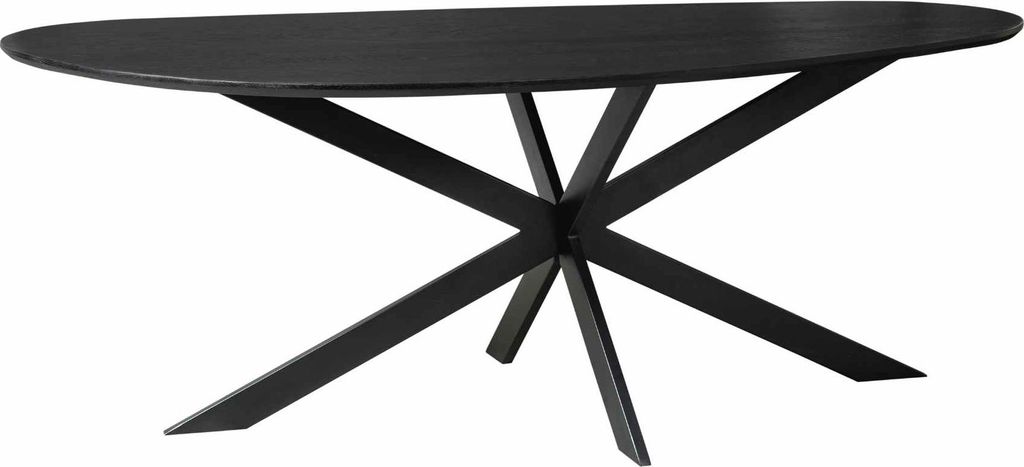 Esstisch Wolke Massivholz Eiche Oval Schwarz, Masse:180 cm X 84 cm