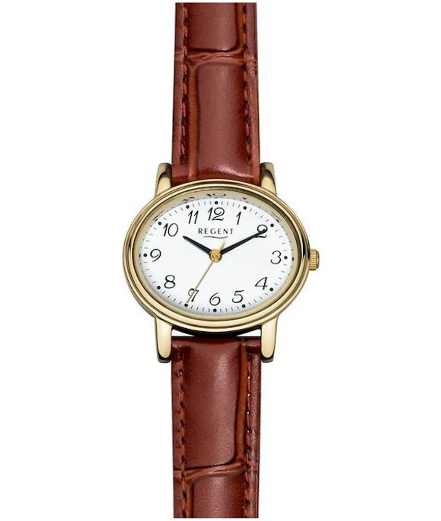 Montre Regent F-577 femme : Bracelet cuir souple et cadran ultra-lisible