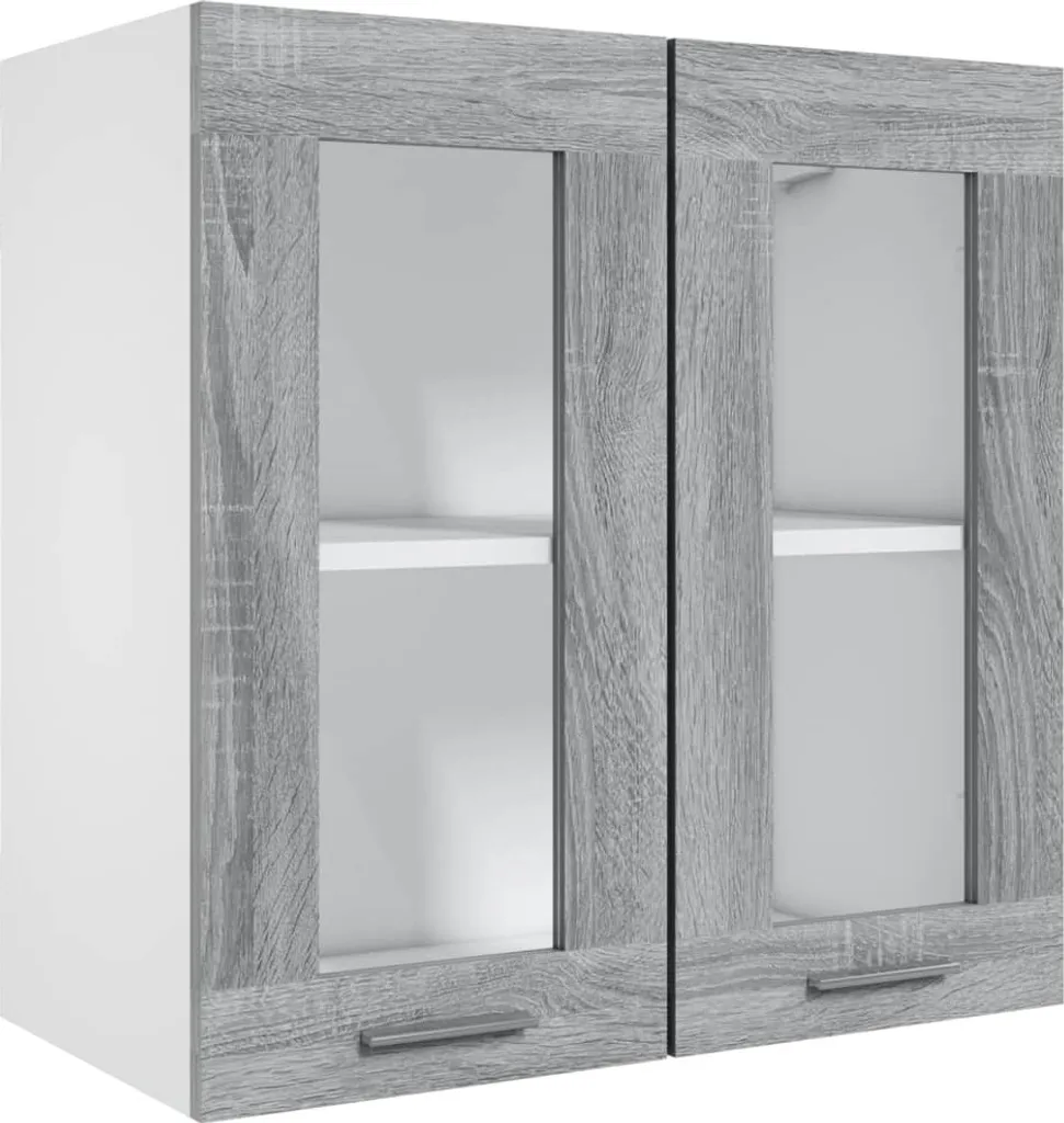 Meuble haut vitré gris Sonoma 60 cm en dérive de bois Lyon
