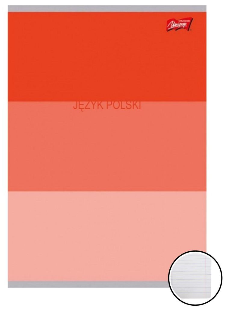 Zeszyt A5 60 kartek w kratkę Unipap Color Stripes z laminowaną okładką i ściągą z języka polskiego