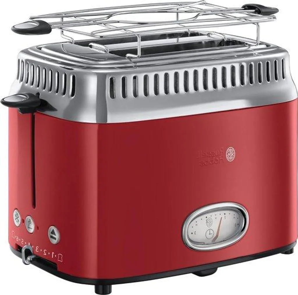 Grille-pain rouge vintage en acier inox 6 niveaux de dorage pour tartine