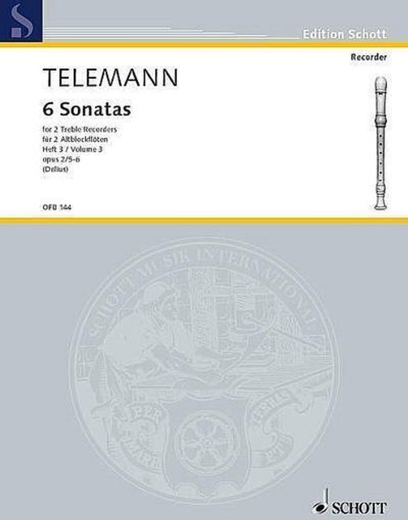 6 Sonaten op.2 Band 3 (Nr.5-6)für 2 Altblockflöten (1727)