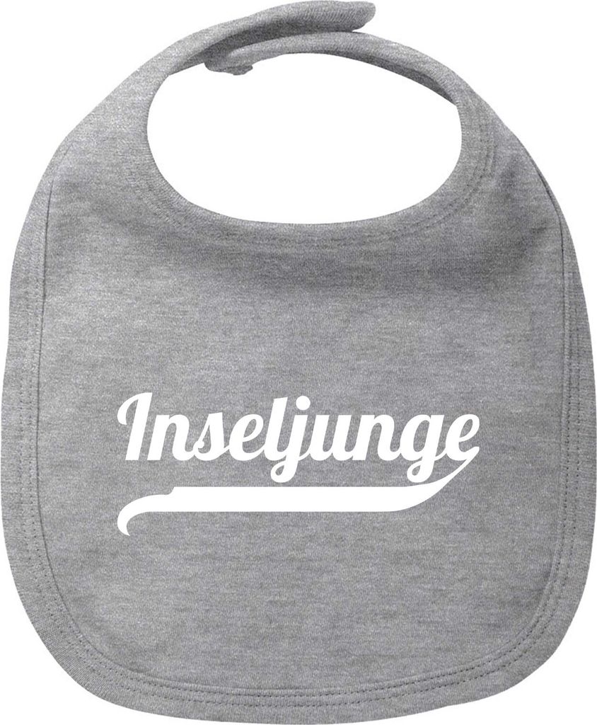 Huuraa Baby Lätzchen Inseljunge Schriftzug Heather Grey Klettverschluss Baumwolle Latz Geschenkidee